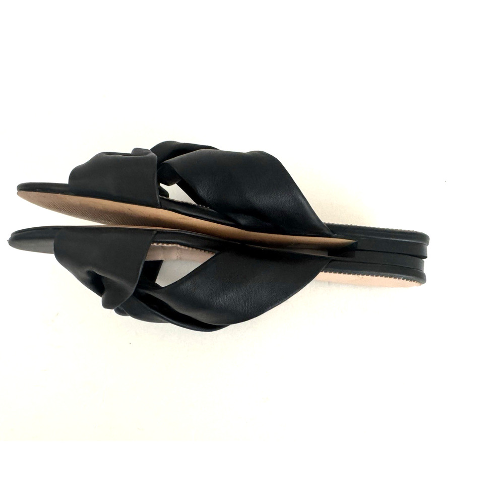 J Crew Twist-Knot Slide Sandals 12 Black Buttery Soft Leather Flats Style L5472 - Picture 6 of 10
